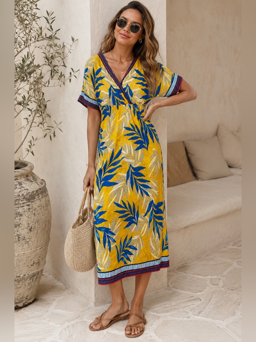 Flying Tomato Short Sleeve Midi Dress